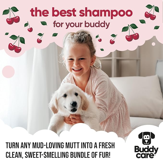 Black Cherry Dog Shampoo by Buddycare | Deep Cleansing Shampoo for Dogs | Black Cherry Scented | with Aloe Vera and Pro Vitamin B5 (169.07oz)