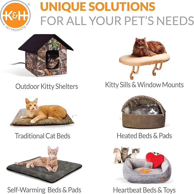 K&H Cat Window Perch, EZ Mount Bolster - Fits 27in Wx23in H Glass Spaces | Cat Window Hammock Bed, Steel Frame, Sturdy Suction Cups, Washable Shelf Covers, Foldable, For Large Felines