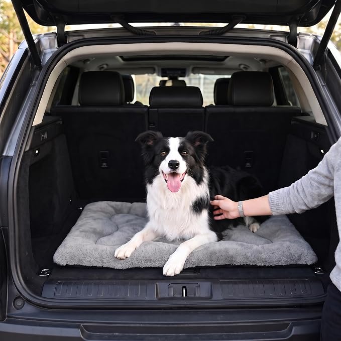 Dog Bed 36" for Metal Crate Pad,Washable Sleeping Mat for Medium/Large Pets | Soft faux rabbit fur, non-slip,machine wash/dry, plush cushioning, for crates, floors & travel, multiple sizes for all breeds
