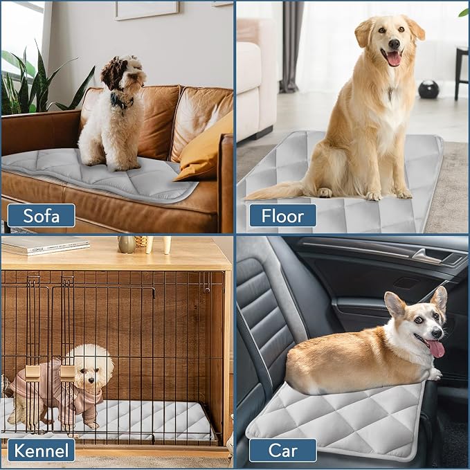 Dog Crate Pad 2 Pack (48" x 30"), Dog Crate Mat with Anti-Slip Bottom, Grey | Fits 48 Inch Crate, Soft, Machine Washable, Kennel Pad