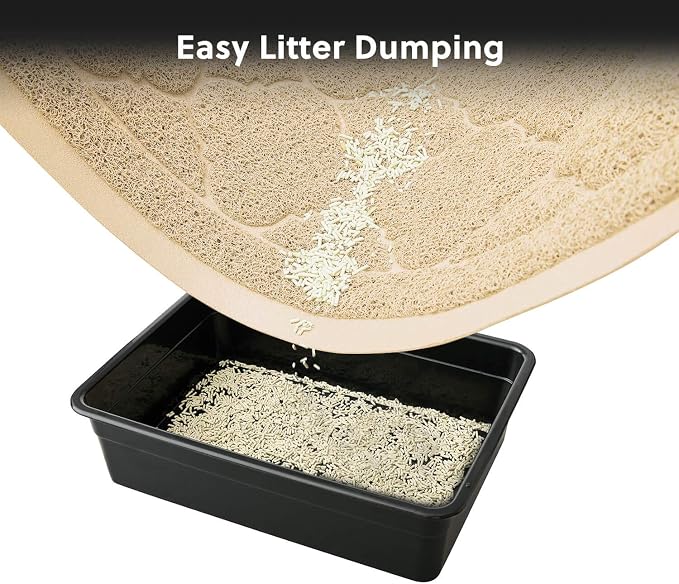 Cat Litter Box Mat, Kitty Premium PVC Pad, Durable Trapping Rug, Phthalate Free, Urine-Resistant, Scatter Control, XXL 47 x 36 Inch, Beige