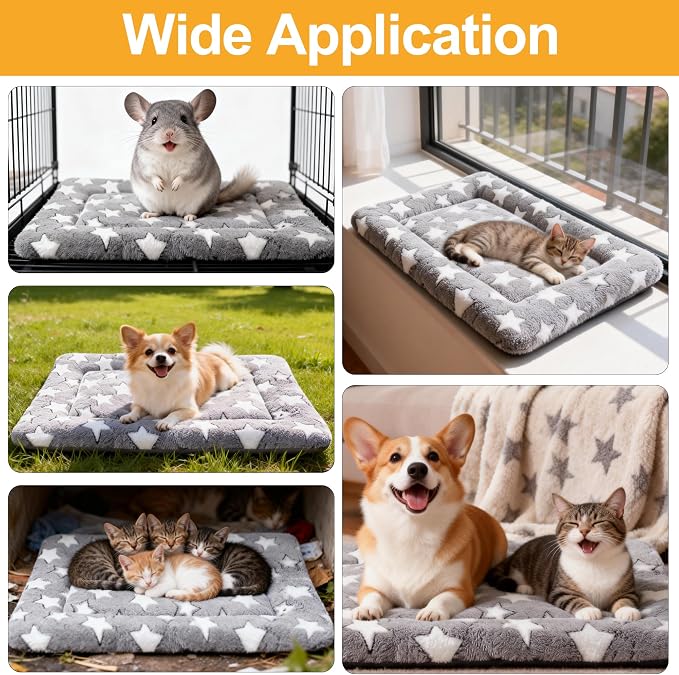 Dog Bed Mat, Reversible Crate Pads for Small/Medium/Large Dogs & Cats Sleeping, Portable & Soft, Dog Beds Crate Pad (Grey, M(30"*20"*1.5"))
