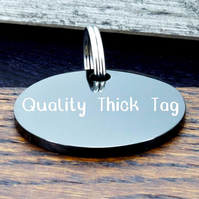 Ultra Joys Personalized Dog Tags for Pets - Durable Stainless Steel Customizable Dog Cat ID Tags - Dog Tags for Safety Optional Engraved on Both Sides -Birth Flower Round Dog Tag Small, Black