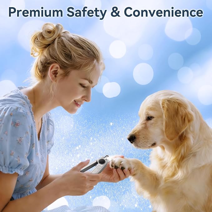 2-in-1 Quiet Electric Pet Nail Clipper & Grinder with Light for Dogs Cats (Gray) | Dual LED Lights,3-Speed Grinder,Nail Clipping Splash Guard,Type-C Rechargeable,Quiet Design for Anxious Dogs & Cats