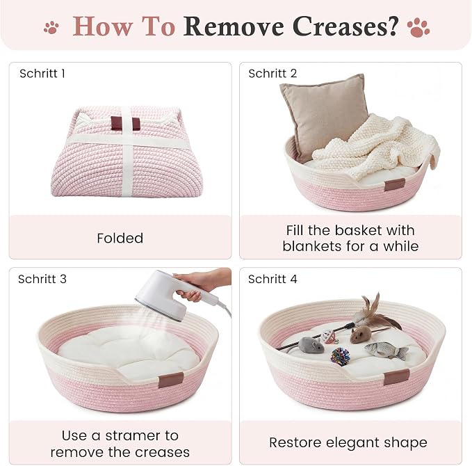 YOUDENOVA Cat Bed Basket with Removable Cushion,Stimulicat Handwoven Cat&Dog Basket,Cat Beds for Indoor Cats Couch, Kitten Bed for Medium and Large Cat, All Season Universal