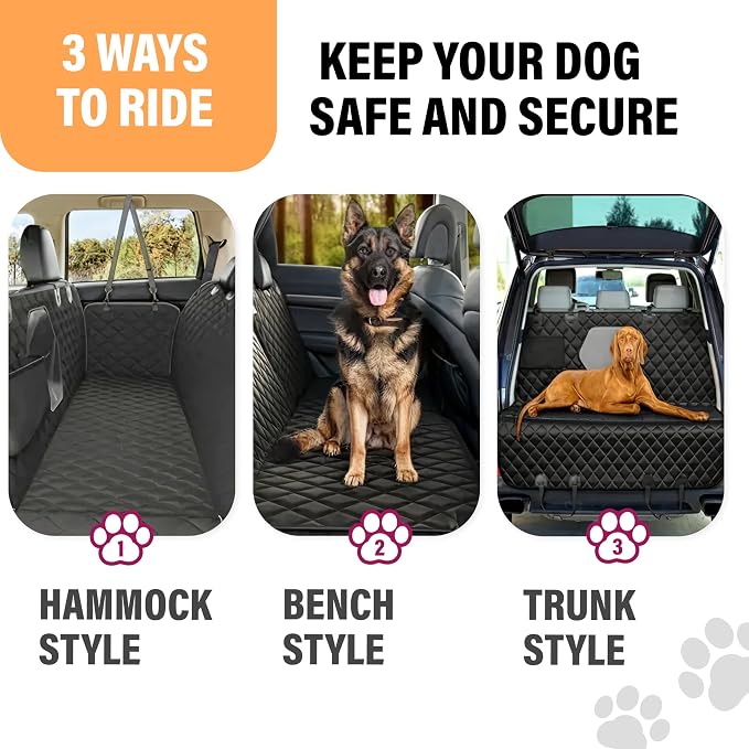 Active Pets Dog Car Seat Cover Car Seat Protector- Dog Seat Cover for Back Seat of SUVs, Trucks, Cars - Waterproof & Convertible Vehicle Hammock for Car Backseat - Mesh Window- Blue, XL