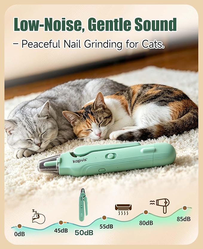 Silent Groom Pro Nail Grinder 2-in-1 Cat Nail Clipper with Light | Also Suitable for Nail Grinding for Small Dogs and Other Small Pets
