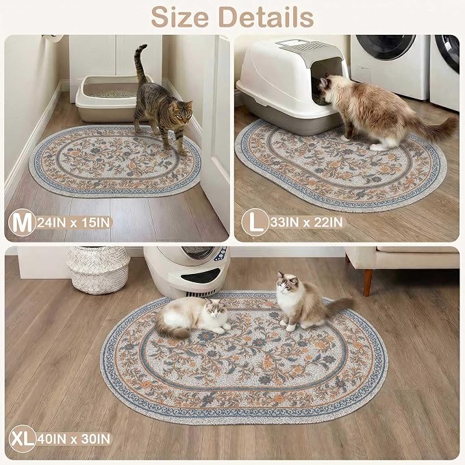 Bienbee Cat Litter Mat, 33" x 22" Dense Trapping Mesh for Litter Boxes | Litter Box Mat with PVC Mesh, Waterproof &Urineproof, Non-Slip Grip, Soft On Kitty Paws and Easy to Clean to Protect Floor