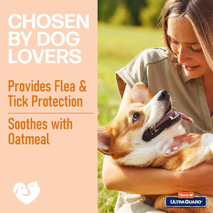 Hartz UltraGuard Rid Flea & Tick Oatmeal Dog Shampoo, 18 oz Bottle