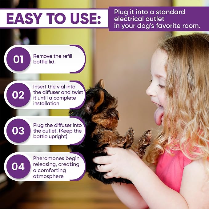 TopSum Pheromone Diffuser for Dogs: Premium Dog Calming Diffuser - Calming Pheromones for Dogs - Dog Appeasing Pheromone - Pet Calming Diffuser, 2 Pack (Purple)