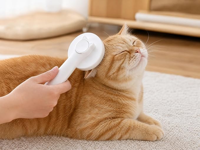 Versatile Pet Grooming Brush - Gently Removes Loose Undercoat, Suitable for Cats and Dogs, Ideal for Massage (Gray)
