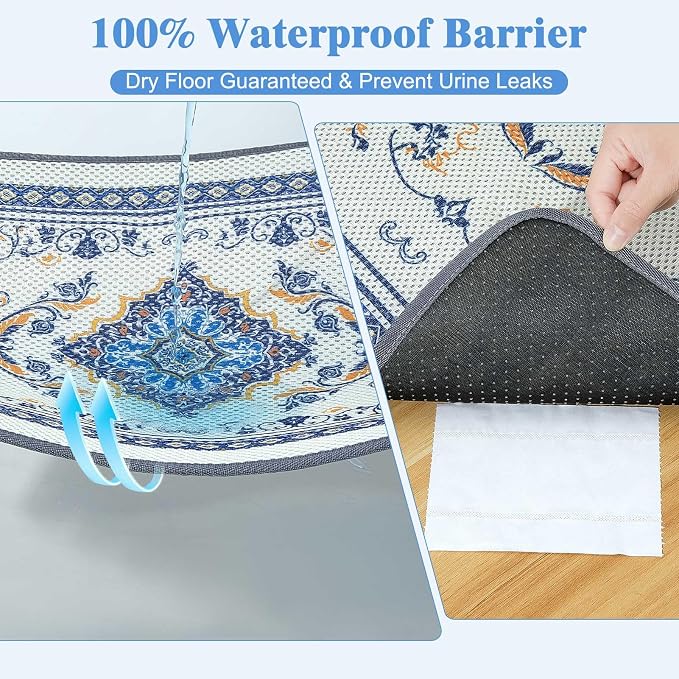 Unicorn Catcher 24"x15" Cat Litter Mat Machine Washable Litter Trapping Pad | Kitty Paw Friendly Padding With Breathable 3D Air Mesh Technology And A Non-Slip Base To Keep Home Floors Debris-Free