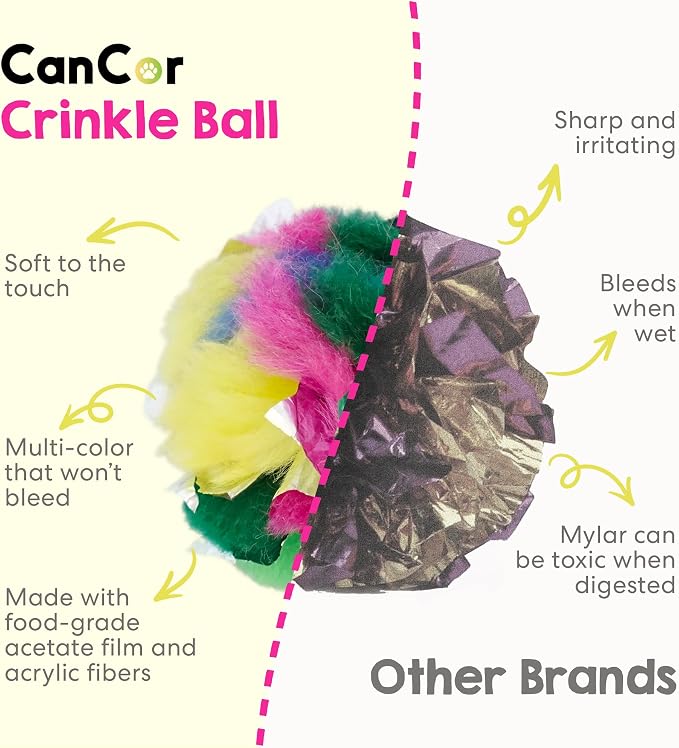 Large Cat Crinkle Ball 2.5 Inch | 1 Pack | Soft Lightweight Indoor Cat Toys with Durable Crinkle Build and Engaging Sound