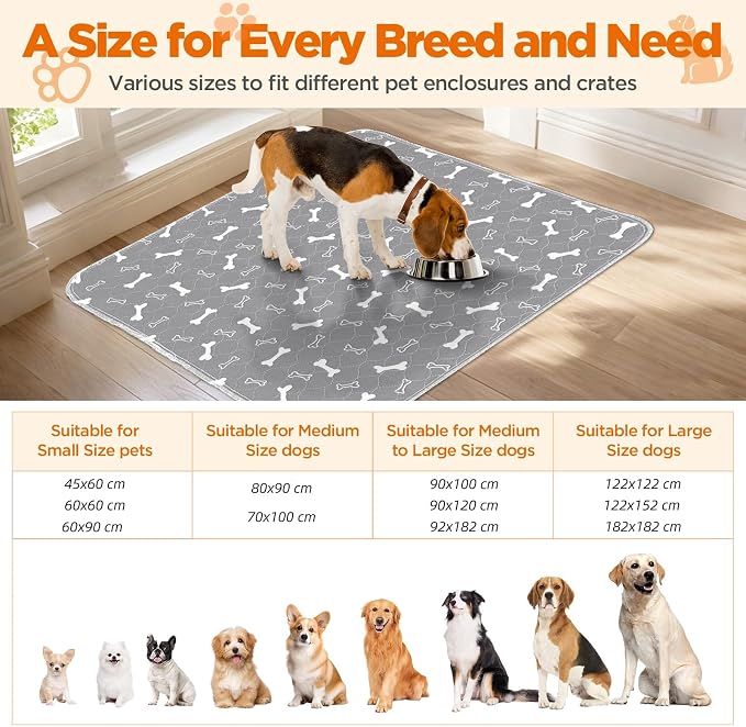 Washable Pee Pad for Dogs, 2 Pack Extra Large Puppy Pads, 72"x72" | Super Absorbent, Waterproof & Leakproof, Non-Slip Bottom, Machine Washable, For Floors, Beds, Couches, Crates, Carpets, Cars