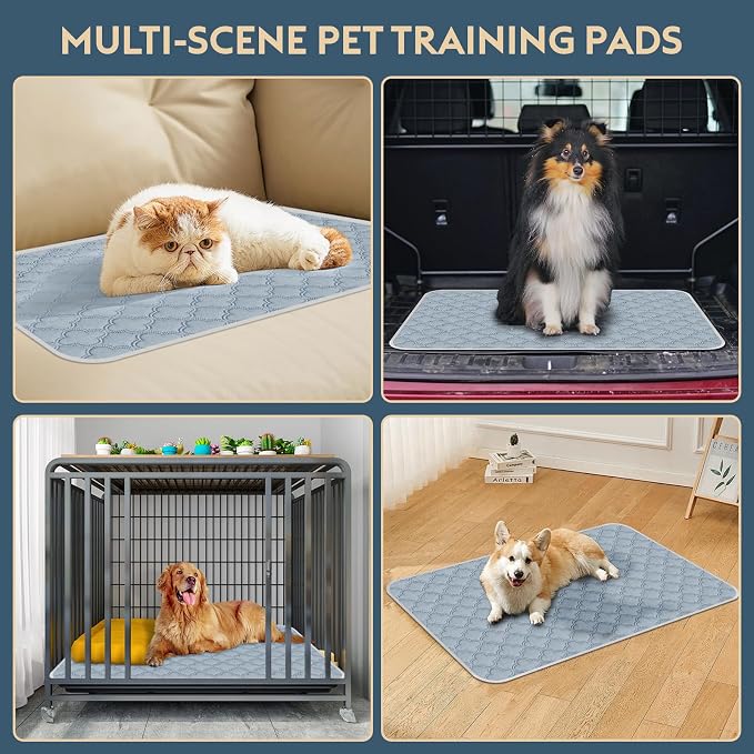 FunFurry Washable Guinea Pig Cage Liner - 4 Pack Reusable Washable Pee Pads,Waterproof Guinea Pig Bedding for Small Animal - Rabbit Bunny Hamster Puppy (Light Grey, 24" X 47" - 4 Pack)