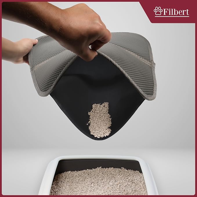 Filbert Cat Litter Mat, Foldable Cat Litter Mat, 23.6"x 14.8", Honeycomb Design, Skid-Proof, Water-Proof, Double Layer, Easy to Clean, Less Waste, Turquoise
