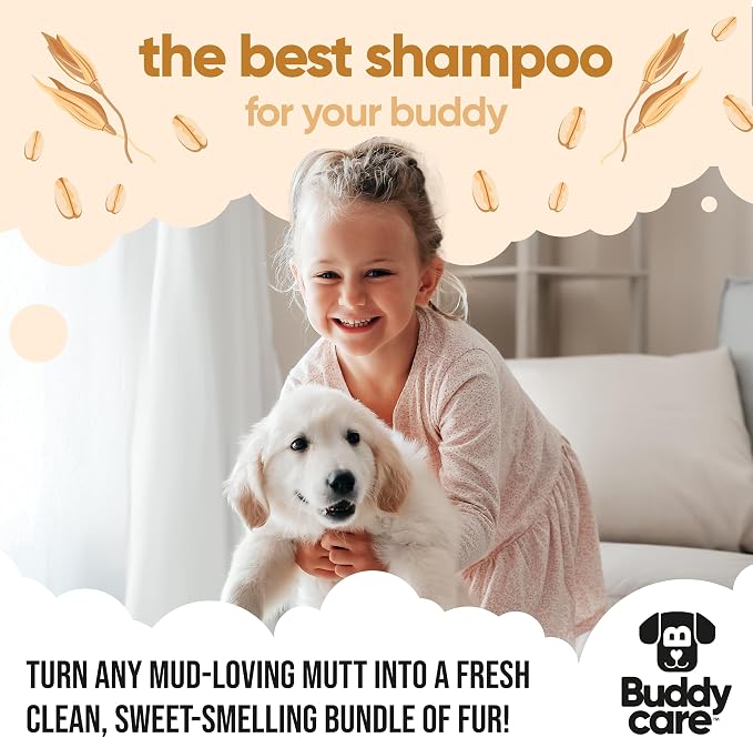 Oatmeal Dog Shampoo by Buddycare | Shampoo for Dogs with Irritated Skin | Relieving and Rehydrating | with Aloe Vera and Pro Vitamin B5 (50.72oz)