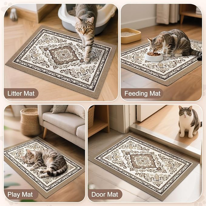 Unicorn Catcher 24"x15" Cat Litter Mat Non-Slip Washable Litter Box Mat | High-Density PVC Litter Catcher Mat Efficiently Traps Scattered Litter From Paws To Keep Floors Clean