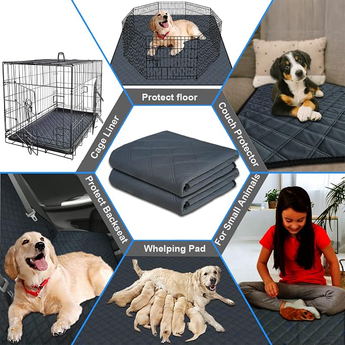 RIOUSSI Reusable Pee Pads for Dogs, Puppies. Washable, Absorbent, Leakproof | Soft Material | Non-Slip Bottom | Ideal for Dog-Potty Training | Dark Gray, 20"x28", 4-Pack
