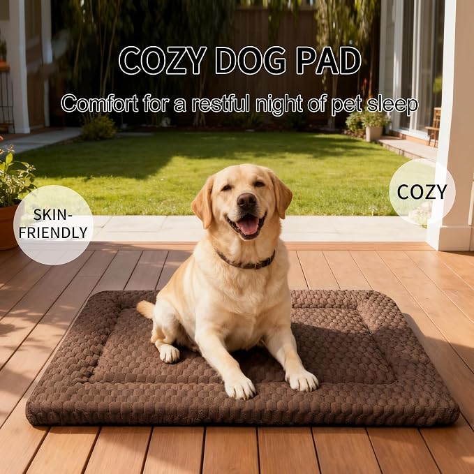 Dog Bed Mat - Dog Crate Pad - Reversible Mat for Pet Comfort - Soft Bed Crate Pads for All Seasons - Durable, Machine Washable Mat for Crates, Travel, and Home (Dark Brown, 35" L*23" W*1.5" Th)
