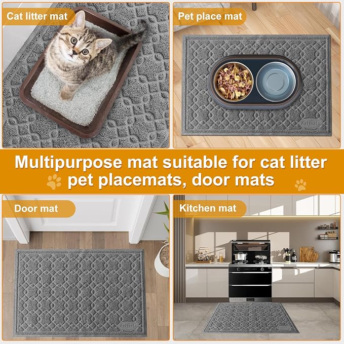 Cat Litter Box Mat, 35" x 24" Large Kitty Litter Trapping Mat Keep Floor Clean, Litter Box Mat Scatter Control, Waterproof, Easy to Clean, Durable Large Size Litter Mats for Floor