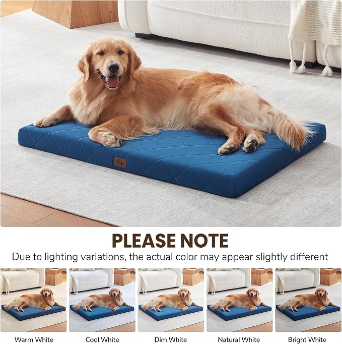 Orthopedic Dog Bed Mat Large Medium Sized Dogs, Waterproof Dog Crate Bed with Removable Cover, Washable Pet Bed with Egg Crate Foam, 35"x22", NOT Chewproof