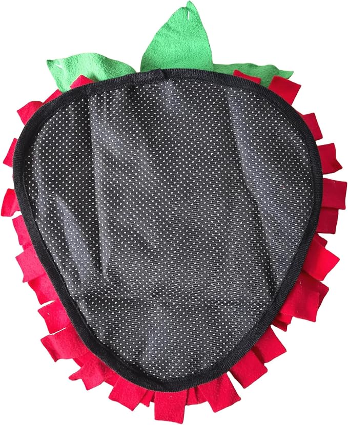 Dog Snuffle Mat Fleece Foraging Fruit Design Mats Small Animals Interactive Feeding Toy Anti Slip Slow Feeder Pet Treat Dispenser for Dogs Rabbits Guinea Pigs (Strawberry)