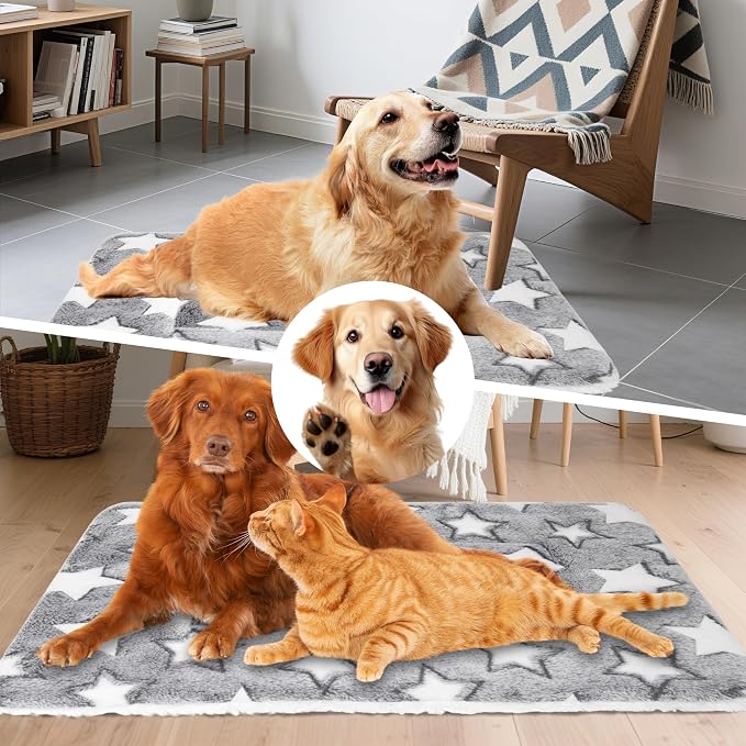 Dog Bed Mat,Soft Dog Kennel Pad with Cute Pattern (Gray Star, M) | Multi-Size Durable & Machine Washable,Pet Pad for Dogs & Cats