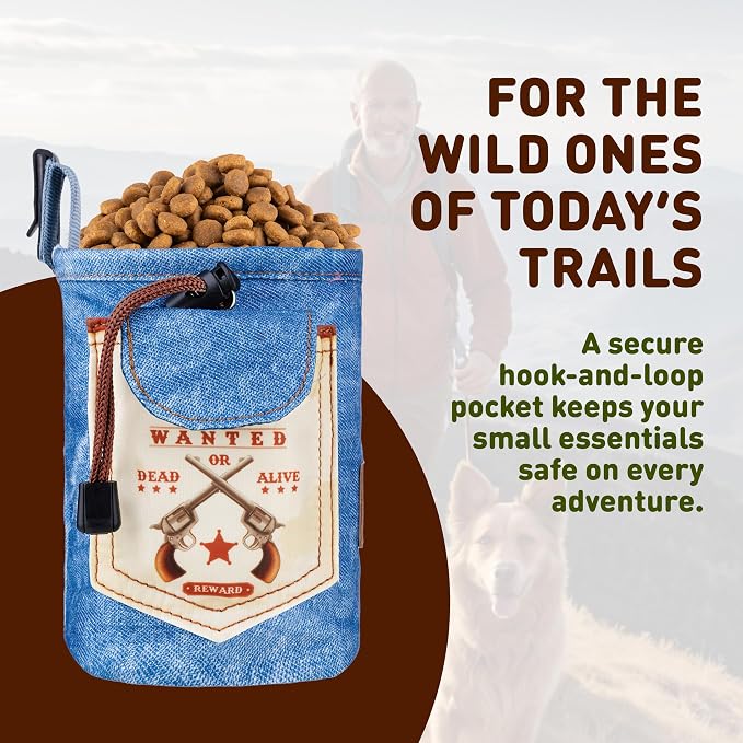 INSPECTOR TAIL Dog Treat Pouch for Training, Drawstring Bag, Hands Free | 2 Cup Tote, 4 Ways to Wear, No Bounce, Pull-Out Liner, Pockets for Snacks, Poop Bags & Keys, Pet Walking & Rewarding Holder
