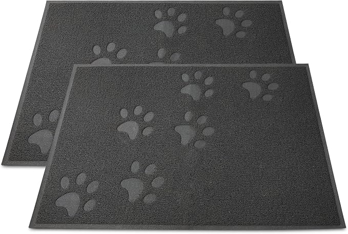 Andalus Small Cat Litter Mat, Pack of 2 - Waterproof, Non-Slip & Easy to Clean Cat Litter Box Mat for Extra Efficient Pet Litter-Trapping, Grey (15.75” X 11.75”)