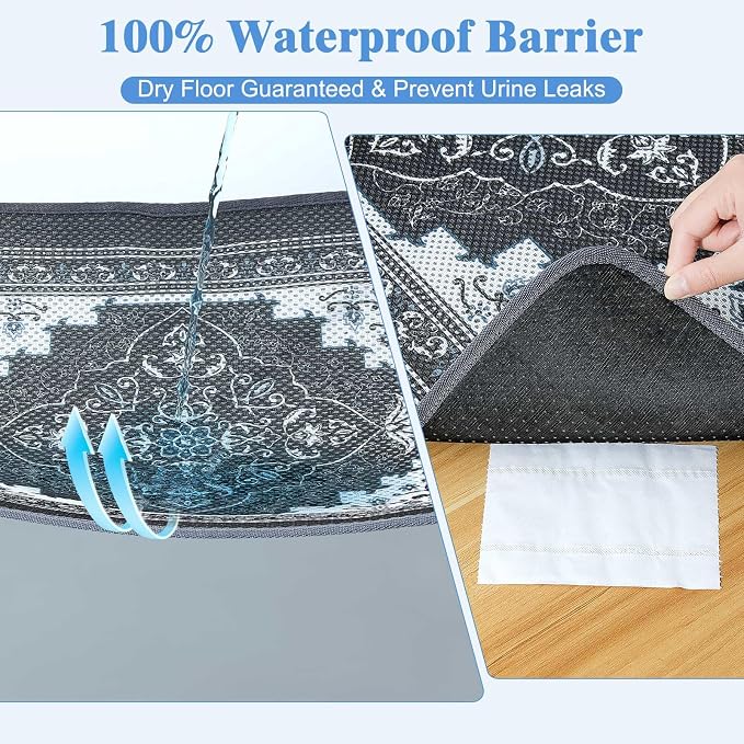 Unicorn Catcher 33"x22" Cat Litter Mat Machine Washable Litter Trapping Pad | Kitty Paw Friendly Padding With Breathable 3D Air Mesh Technology And A Non-Slip Base To Keep Home Floors Debris-Free