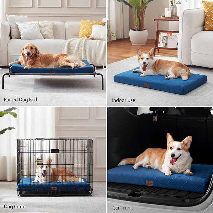 Orthopedic Dog Beds for Small Dogs, Washable Pet Bed Mat with Removable Cover, Waterproof Egg Crate Foam Puppy Bed Anti Slip, 23" x 18", NOT for Chewers