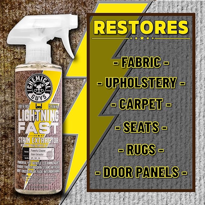 Chemical Guys, Lightning Fast Carpet & Upholstery Stain Extractor, 1 Gallon | Tackles coffee, soda, wine and pet messes on carpet, seats and mats, just spray, agitate and blot for a clean look