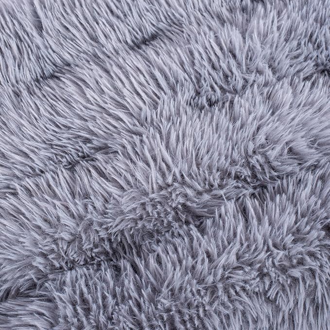 Machine Washable Dog Bed, Deluxe Plush Dog Crate Pad and Cat Bed, Anti-Slip Bottom Kennel Pad Mat, Fuzzy Pet Beds for Large, Medium, Small Dogs Breeds (Grey, 36.0" L x 24.0" W x 3.0" Th x 1 Pack)