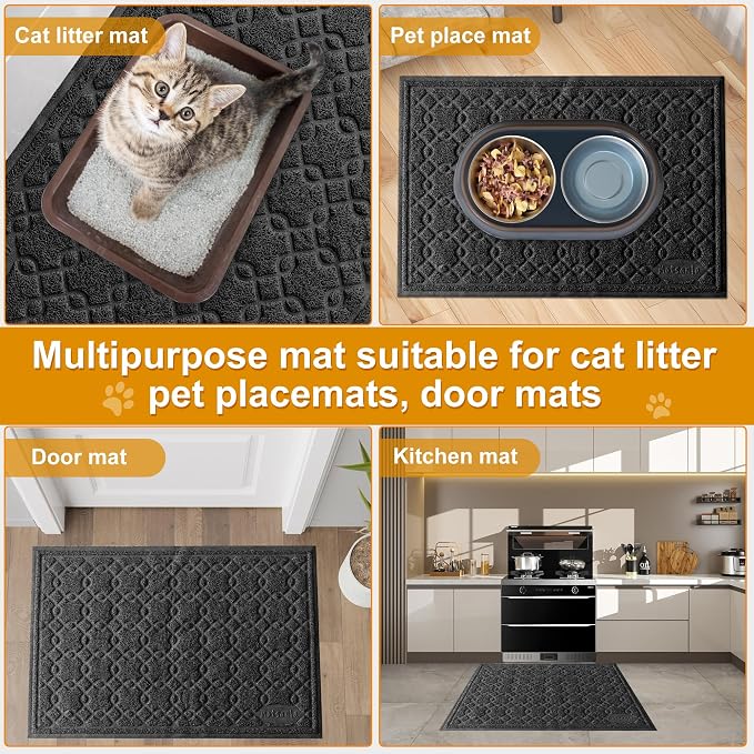 Cat Litter Box Mat, 35" x 24" Large Kitty Litter Trapping Mat Keep Floor Clean, Litter Box Mat Scatter Control, Waterproof, Easy to Clean, Durable Large Size Litter Mats for Floor