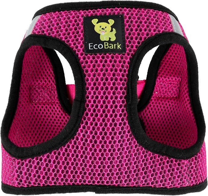 EcoBark Step in Dog Harness - Luxury Soft Mesh Dog Harnesses for Small and Medium Breeds- Reflective, Comfortable & Secure Pet Halter Vest (Fuchsia Pink, XL)