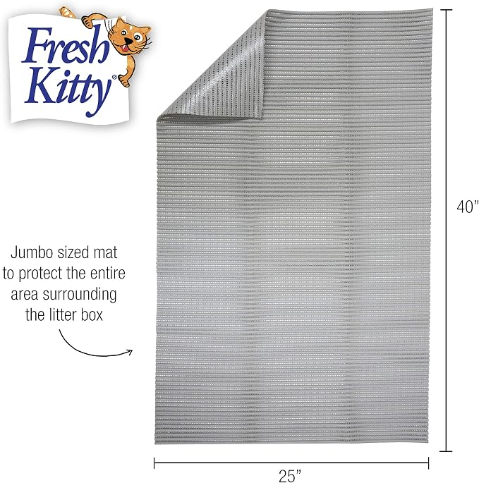 Fresh Kitty Durable XL Jumbo Foam Litter Mat – Phthalate and BPA Free, Water Resistant, Traps Litter from Box, Scatter Control, Easy Clean Mats – Gray, Model Number: 9051