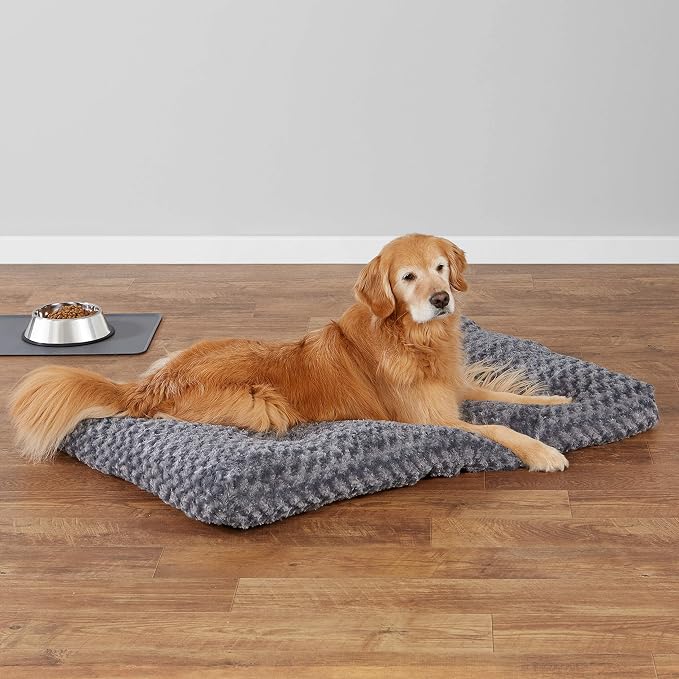 Amazon Basics Washable Cat and Dog Bed and Crate Pad, Indoor, 46 x 29 x 4 inches, Gray
