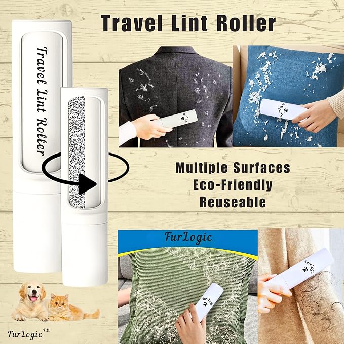Pet Hair Removal Glove (2PK) - Self Cleaning Cat Hair Brush & Dog Brush - Travel Lint Roller - Furniture Rake for a Clean Home & Happy Pets!