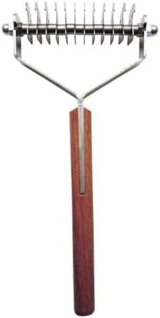 Mars Coat King Double Wide Dematting Undercoat Grooming Rake Stripper Tool for Dogs and Cats, Stainless Steel with Wooden Handle, Made in Germany, 12-Blade