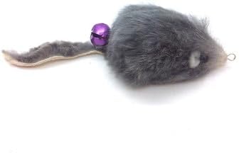 Kats'N Us 2 Inch Real Rabbit Fur Handmade Mouse Teaser Cat Toy on Wand