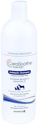 CeraSoothe CHX+KET Antiseptic Shampoo for Dogs, Cats & Horses – Chlorhexidine 2% & Ketoconazole 1% for Skin & Coat Cleansing, 16 oz