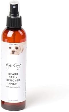 Eye Envy Beard Stain Remover Spray for Dogs/Cats. Natural, Safe. Remove Stains from Drooling, Saliva, Food, Runoff from Tearing. Removes Odors. Keeps Dog Beards Clean. 8oz