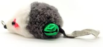 Kats'N Us 2 Inch Real Rabbit Fur Handmade Mouse Teaser Cat Toy on Wand