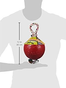 Jolly Pets Romp-N-Roll Rope & Ball Dog Toy, 6 in Medium, Red