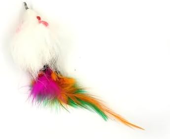 Kats'N Us 2 Inch Real Rabbit Fur Handmade Mouse Teaser Cat Toy on Wand