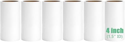4 inch Lint Roller Refills Compatible with Evercare PetLovers Extra Sticky Lint Roller 6 Pack of Refills Only 60 Sheets per Refill 360 Sheets Total (1 1/2'' Inside Dia.)