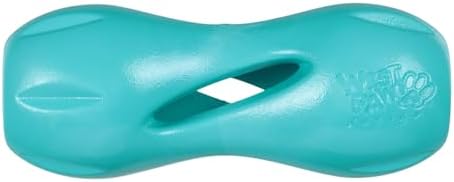 WEST PAW Qwizl Durable Zogoflex Dog Puzzle Toy for Mental Stimulation, and Enrichment - Treat Dispensing for Bully Sticks and Dental Sticks - Dishwasher Safe - Made in USA - Small - Teal