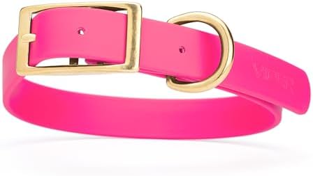 Viper Biothane Heavy Duty Waterproof Dog Collar Strong Coated Nylon Webbing w/Solid Brass Hardware Odor-Proof Easy to Clean High Performance Fits Small Medium or Large Dogs, Passionfruit Pink