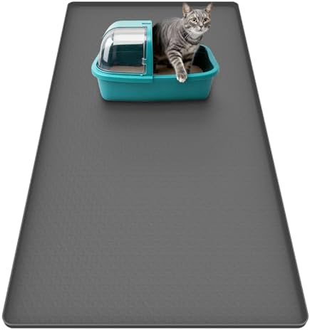 Cat Litter Mat, 51" x 25.6" Silicone Cat Mat for Litter Box, Silicone Cat Litter Box Mat for Scatter Control, Easy Clean, Waterproof and Non-Slip(Grey)